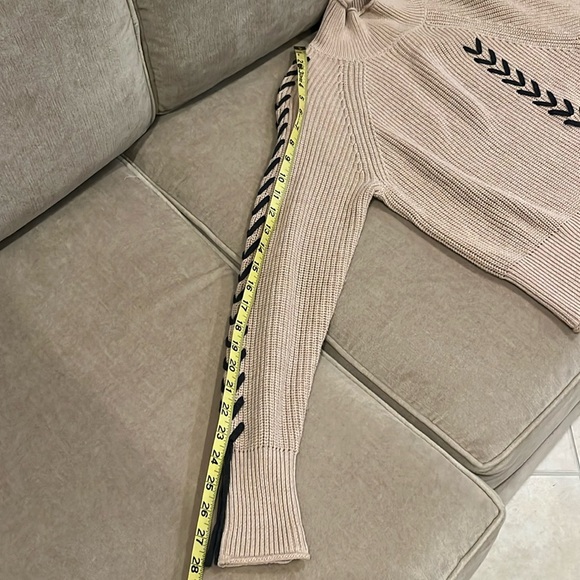 WISPR Ribbed Turtleneck Sweater Tan Beige with Brown Lace Up Stitching XS - Picture 7 of 7